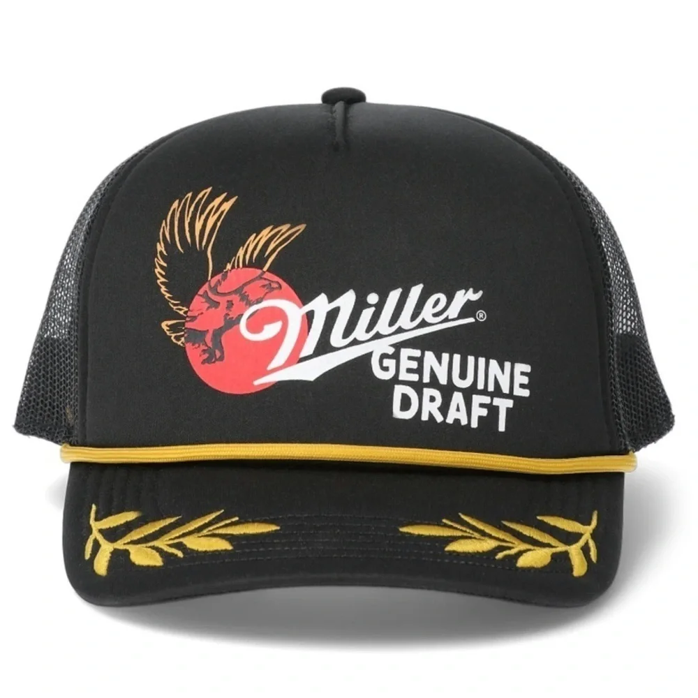 Miller Genuine Draft Leaves Men's Snapback Sport Hat, Black
